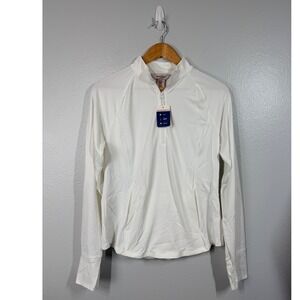 NWT Tommy Bahama Golf Womens White Textured Quarter Zip Long Sleeve Shirt Large